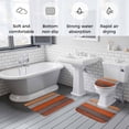 thumbnail image 5 of Orange Wooden Bath Mat 3 Piece Bathroom Rug Set, Grey Stripe Gradient Country Rustic Grain Non Slip Bath Rug Contour Mat and Toilet Lid Cover, Absorbent Shower Mats Soft Bath Rugs and Mats Sets, 5 of 8