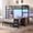 Brown, variant on Toogaho Bunk Bed Twin Over Twin Size with LED Lights & Storages & Charging Station,L-Shaped Metal Loft Bed Frame for Bedroom,Brown