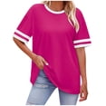 thumbnail image 1 of JIUKE Hauts Surdimensionnés pour Femmes Été Chandails en Molleton Col Rond Décontracté Manches Courtes Tunique Ample Blouses, 1 of 4