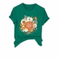 thumbnail image 4 of Tittly T Shirts for Women Graphic Tees Women's Loose Printed Short Sleeved Shirt Summer Casual Cotton Short Sleeved Shirt Tshirts Shirts Spring Tops for Women Green 3XL, 4 of 6