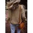 thumbnail image 3 of FOLUNSI Mock Neck Sweater: Chic Khaki Trim, Drop Shoulder, Long Sleeves, 3 of 8