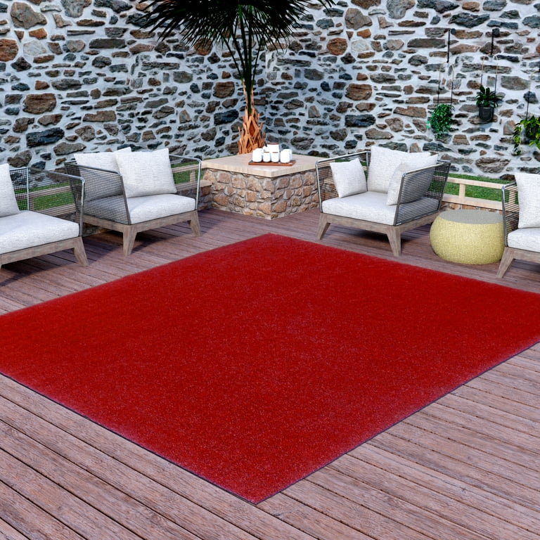 Ottomanson Evergreen Waterproof Solid Grass 7x10 Indoor Outdoor