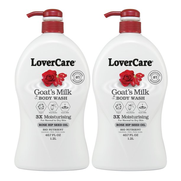 Lover's Care Crema de ducha con leche de cabra 40,7 oz/1200 ml - Aceite de semilla de rosa mosqueta