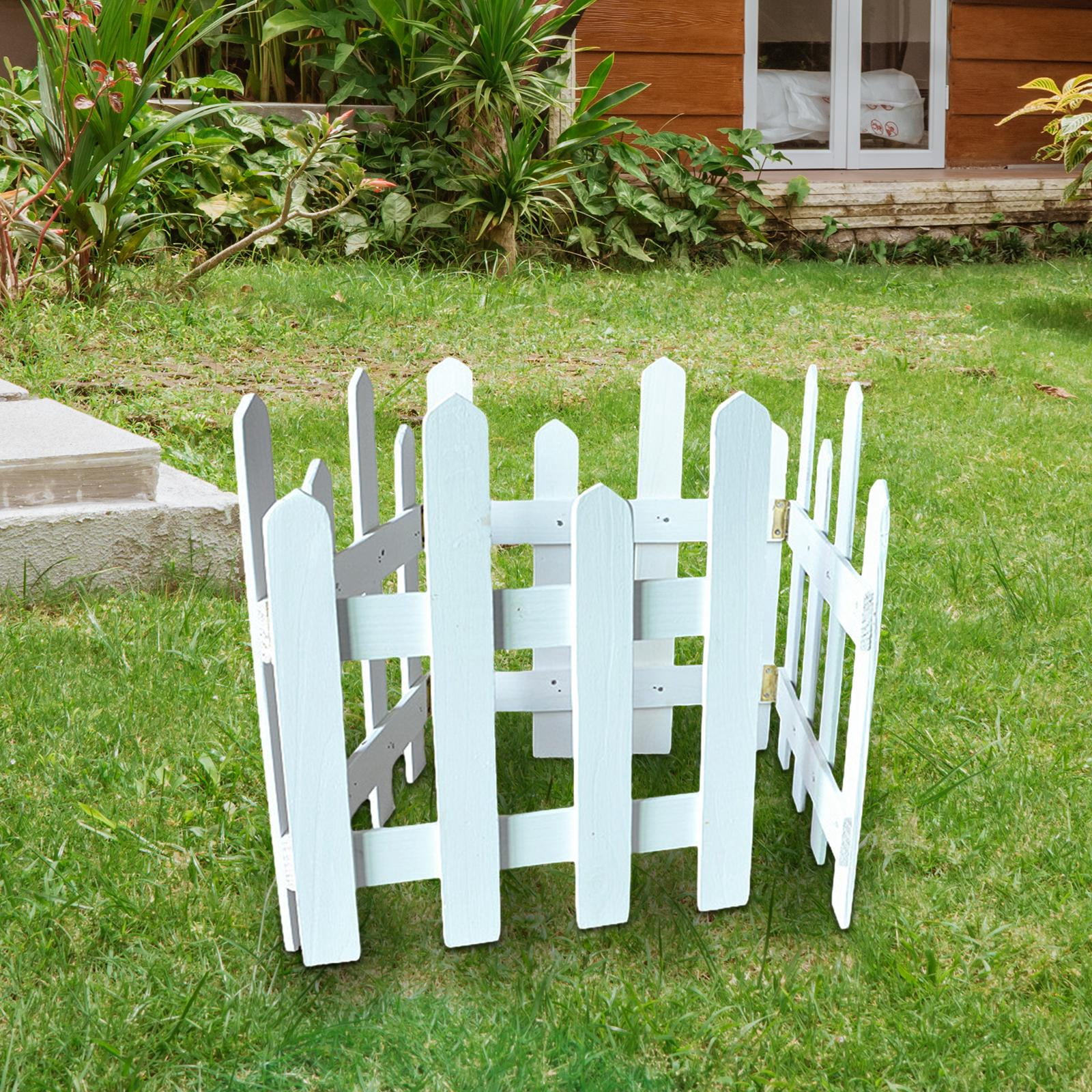 Colaxi Landscape Edging Border Fence Wood Fence DIY Gardening Wooden Garden Fence,Picket Fence for Edgings Flowerbeds, Plant Borders White Height 35cm