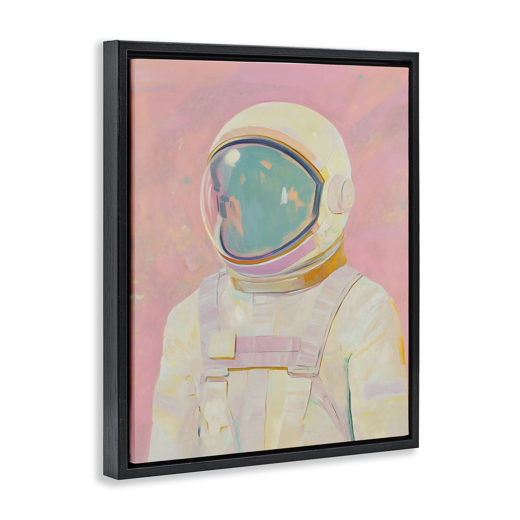 Stupell Industries Astronaut Portrait in Pink Dream Black Framed Floater Canvas Wall Art, design by The Prints Vibe