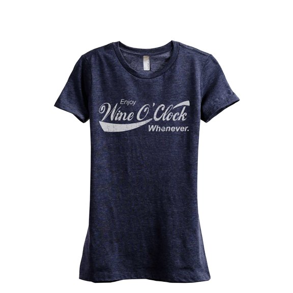 Wine O'Clock Women's Fashion Relaxed T-Shirt Tee Heather Navy Large