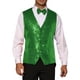 thumbnail image 1 of Chaleco sin mangas brillante de lentejuelas INSPIRE CHIC para hombres, corte slim fit, cuello en V, fiesta disco, corbata de moño, verde L, 1 of 5