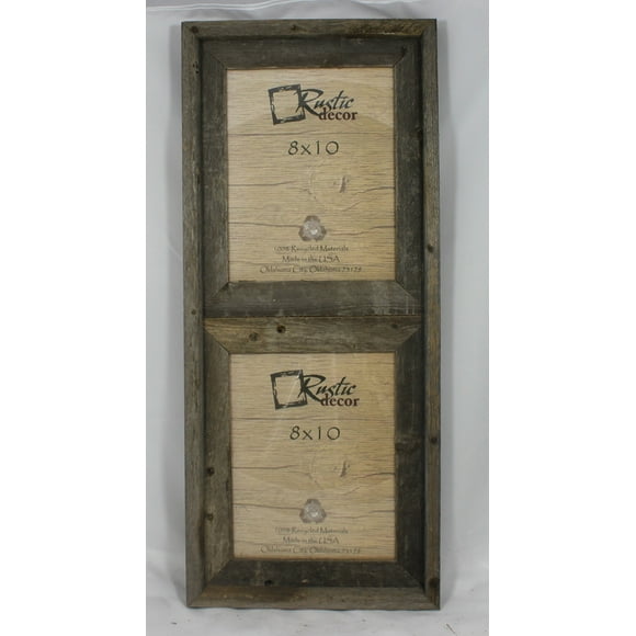 8x10-2.5" Wide Reclaimed Rustic Barnwood Vertical Collage Frame - Holds 2 Photos