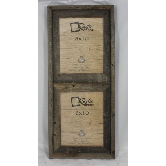 8x10-2.5" Wide Reclaimed Rustic Barnwood Vertical Collage Frame - Holds 2 Photos