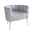 thumbnail image 6 of Home Design Moveis Velvet Flared Arm Chair with Stool, Channel-Tufted Back and Metal Legs, Modern Living Room Seating, Silver Gray, 6 of 6