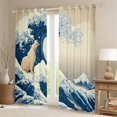 thumbnail image 3 of Feelyou Kawaii Wildlife Bear Black Out Curtains, Japaese Ocean Waves Curtains Pack of 2 (42x63 Each), Teens Kids Boys Girls Bedroom Curtains, Blackout Curtains Bedroom Decor, 3 of 7