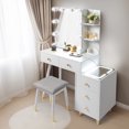 thumbnail image 2 of Ktaxon 3 Color Lighted Vanity Table Set, Makeup Table with LED Nightstand, Dressing Table with USB Charging Station, for Women, Female Bedroom, White, 2 of 10