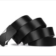 thumbnail image 3 of Leather Belts for Men Automatic Buckle Leather Geometric Spliced Metal Buckle Matte Strap Business Daily Versatile Waist Accessory Silver 110cm, 3 of 6