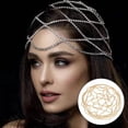 thumbnail image 4 of Cadena para el cabello Zulema Diadema Malla dorado Tocado de malla de diamantes de imitación, 4 of 8