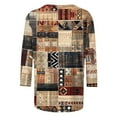 thumbnail image 5 of UTSJKR Womens Stylish Print Tops Crew Neck Blouses Casual Loose Fit Vacation Pullover Going Out Shirts 3/4 Sleeve Tunic Tops 2024 Fashion Brown XXL, 5 of 5