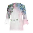 thumbnail image 5 of ICHUANYI Clearance Fashion Women Summer 3/4 Sleeve Cardigan Solid Color Casual Blouse Tops(Blue, S) ICHUANYI WER2023080910263, 5 of 5