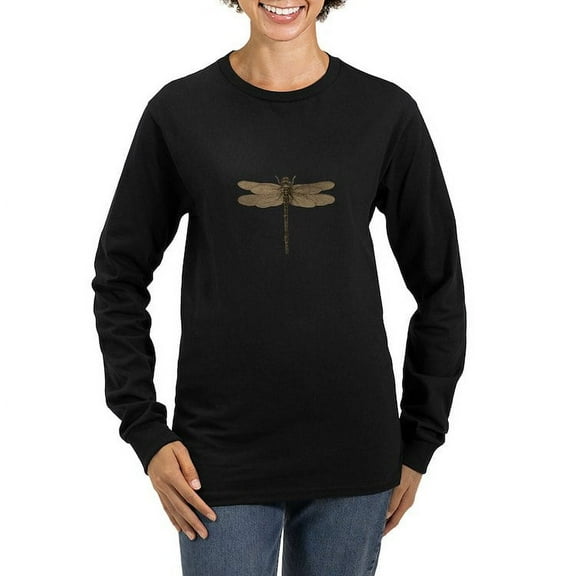 CafePress - Dragonfly Vintage Long Sleeve T Shirt - Women's Long Sleeve Graphic Tee Casual Fit