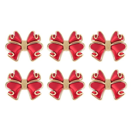 

6 Pieces Red Bowknot Napkin Rings Butterfly Knot Napkin Ring Holders Handmade Metal Napkin Buckles Elegant Table Decor