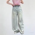 thumbnail image 6 of Amidoa Girls Wide Leg Jeans- Casual Cute Baggy Elastic Waist Denim Pants Blue Size 14, 6 of 6