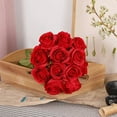 thumbnail image 3 of Artificial Pink Rose Flowers 10Pcs Set For Party Wedding Decoration Realistic Looking Silk Roses With Steel Wire Stems Long-Lasting No Fading For Home Garden Balcony Arrangement, 3 of 7
