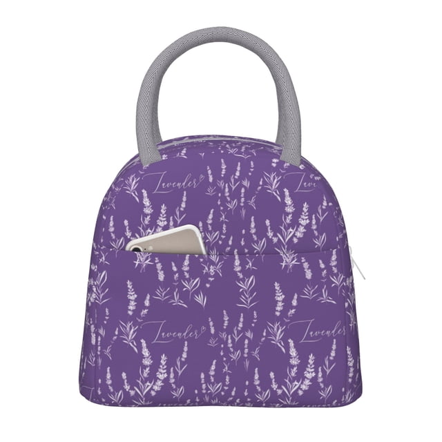 Easygdp Lavender Flowers Bolsa de Almuerzo Insulada Grande, Forro de Aluminio, Diseño Espacioso, a Prueba de Fugas, Ideal para Trabajo, Picnics, Viajes y Actividades al Aire Libre