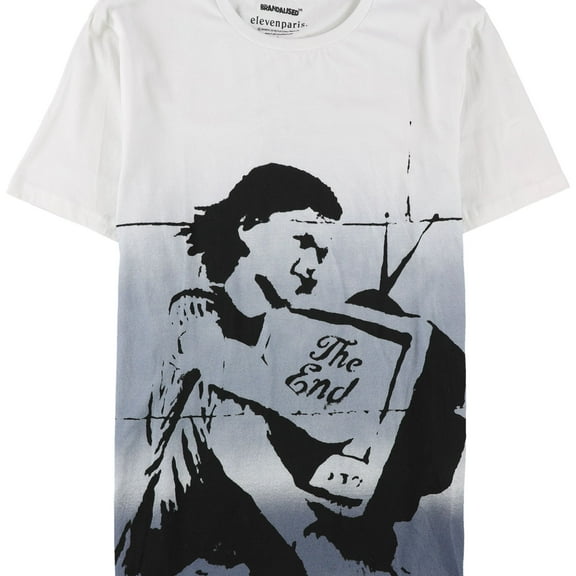 Elevenparis Mens The End Graphic T-Shirt, White, Large