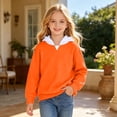 thumbnail image 2 of Bigetiay Girls Contrast Stitching Pullover Hoodie Long Sleeve Warm Fall Clothes 14-15 Years, 2 of 4