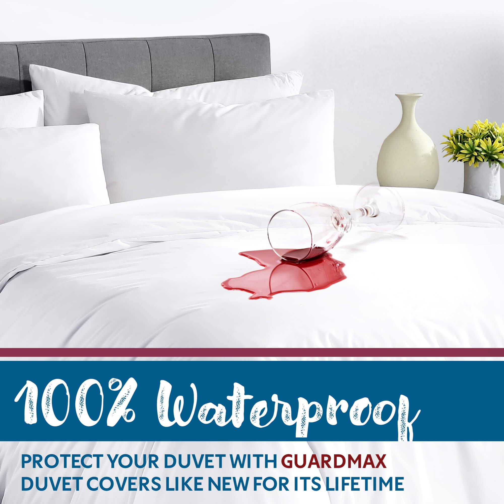 Guardmax Waterproof Duvet Cover - Jersey Fabric with Zipper Closure, Bed Bug & Allergen Proof King (104" x 86")