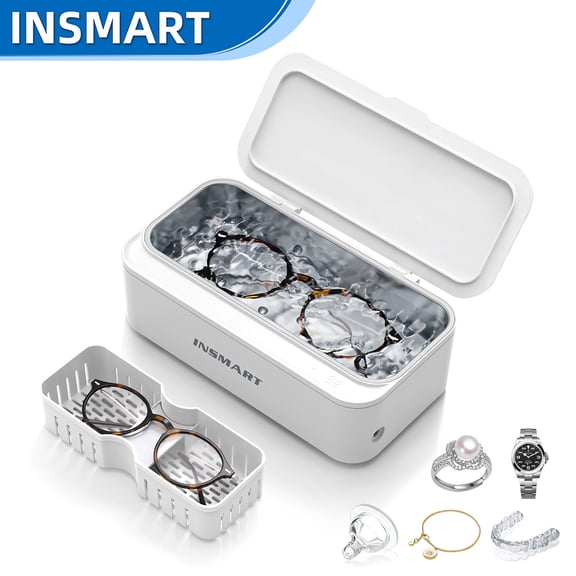 INSMART Ultrasonic Jewelry Cleaner, 45KHz Sonic Cleaner Machine , 304 Stainless Steel Tank, Dual Cleaning Modes, for Jewelry, Eyeglasses, Rings, Watch Strap, Dentures