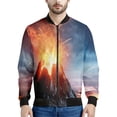 thumbnail image 3 of Chaquetas con estampado 3D de magma y erupción de volcán para hombre, sudadera holgada de manga larga, chaqueta bomber informal con cremallera, ropa de calle, abrigo, 3 of 5