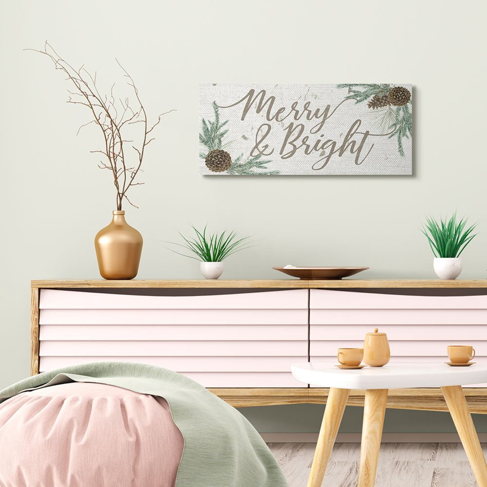 Stupell Indtries Merry and Bright Festive Country Winter Sign Designed by Grace Popp
