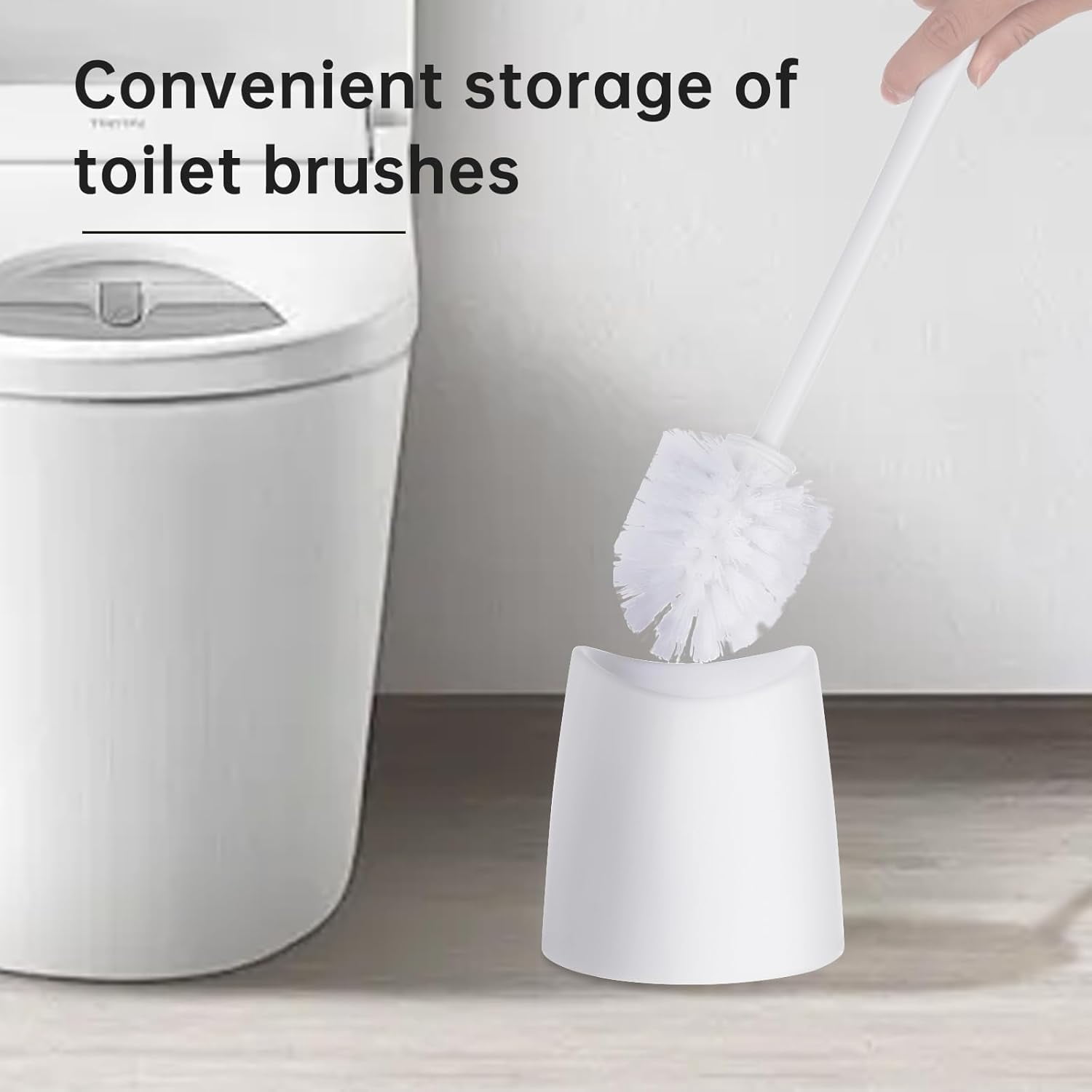 Toilet Brush Holder, White, Conceals Brush for Bathroom Storage