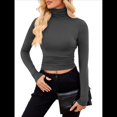 thumbnail image 3 of Camisetas de Larga para Mujer, Ropa Interior Térmica Básica de Otoño, Ropa de Invierno 2025 Gris Oscuro L, 3 of 9