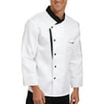 thumbnail image 2 of Jelory Men Women Chef Jacket Unisex Long Sleeve Restaurant Hotel Work Clothes Kitchen Cooking Uniform White 3XL, 2 of 7