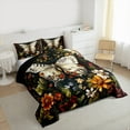 thumbnail image 3 of jejeloiu Gothic Moth Full Size Comforter Sets,Colorful Flower Bedding Comforter Set,Rustic Floral Bedding Sets For Girls,Microfiber Bedroom Decor Reversible,3 Pieces, 3 of 8
