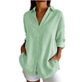 thumbnail image 3 of SAWOBUUN Womens Button Down Shirts Long Sleeve Striped Dress Shirt Collared Office Work Blouses Tops, 3 of 8