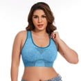 thumbnail image 1 of Bras Mini Lace Full Coverage Wireless Bra With No Padding Design Queen Size Comfort Womens Bra Sky Blue L, 1 of 3