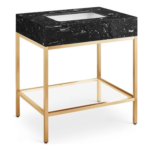 Meridian Furniture Marmo White Engineered Stone Bathroom Vanity