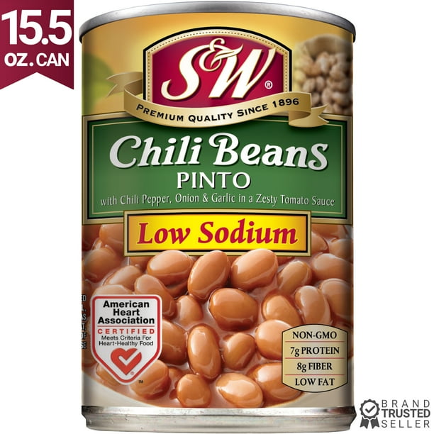 S&W Pinto Chili Beans Low Sodium Canned Beans 15.5 oz. Can