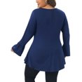 thumbnail image 4 of DARING DIVA Women's Plus Tops Crew Neck Bell High Low Hem Blouses 2X Dark Blue, 4 of 6