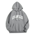 thumbnail image 4 of Womens Oversized Hoodies Los Angelas Letter Graphic Long Sleeve Pullover Sweatshirts Drawstring Casual Loose Tops with Pocket, 4 of 6