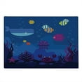 thumbnail image 2 of Cartoon Cutting Board, Underwater World Fish in Aquarium and Whale Crabs Jellyfish Bubbles Coral, Decorative Tempered Glass Cutting and Serving Board, Large Size, Multicolor and Blue, by Ambesonne, 2 of 5