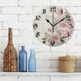 thumbnail image 3 of Wall Clock 10 Inch Silent Non-Ticking 8 Roses Flowers Battery Operated Rustic Retro for Living Room Home Kitchen Bathroom, 3 of 7