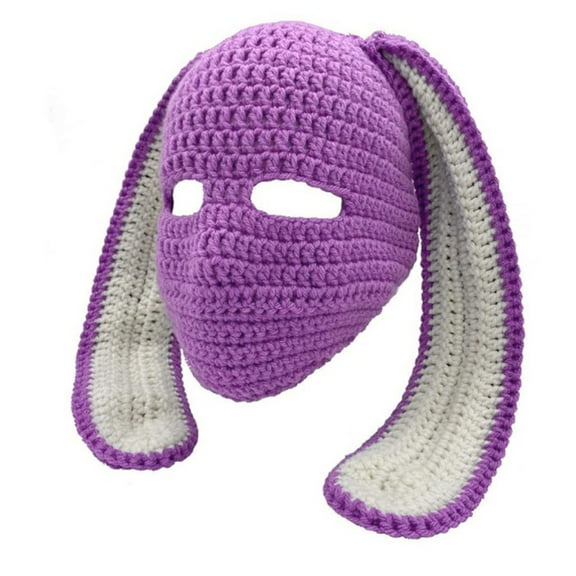 Yokua Handmade Rabbit Ear Hat Knit Balaclava Cap Beanie Hat Teens Girl Face Mask Cap