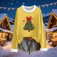 thumbnail image 5 of Enjoytime Fall Shirts for Women Christmas Printed Crew Neck Long Sleeve Blouses Casual Soft Warm Winter Plus Size Tops Yellow XL, 5 of 6