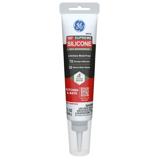 Sellador de silicona GE Supreme para cocina y baño, 80 ml, color blanco