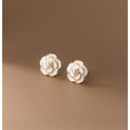 thumbnail image 6 of Solid 925 Sterling Silver Camellia Flower Stud Earrings for Women Teens Flower Stud Earrings Pearl Studs, 6 of 12