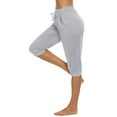 thumbnail image 5 of lmcalzta Womens Capris Pants Drawstring Elastic High Waist Shorts Atheltic Pants with Pockets Summer Casual Workout Trousers, 5 of 9