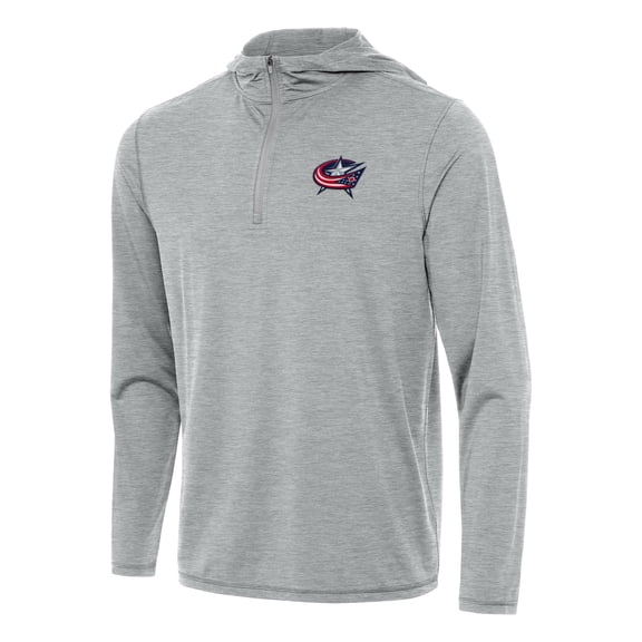 Men's Antigua Heather Gray Columbus Blue Jackets Tidy Quarter-Zip Hoodie