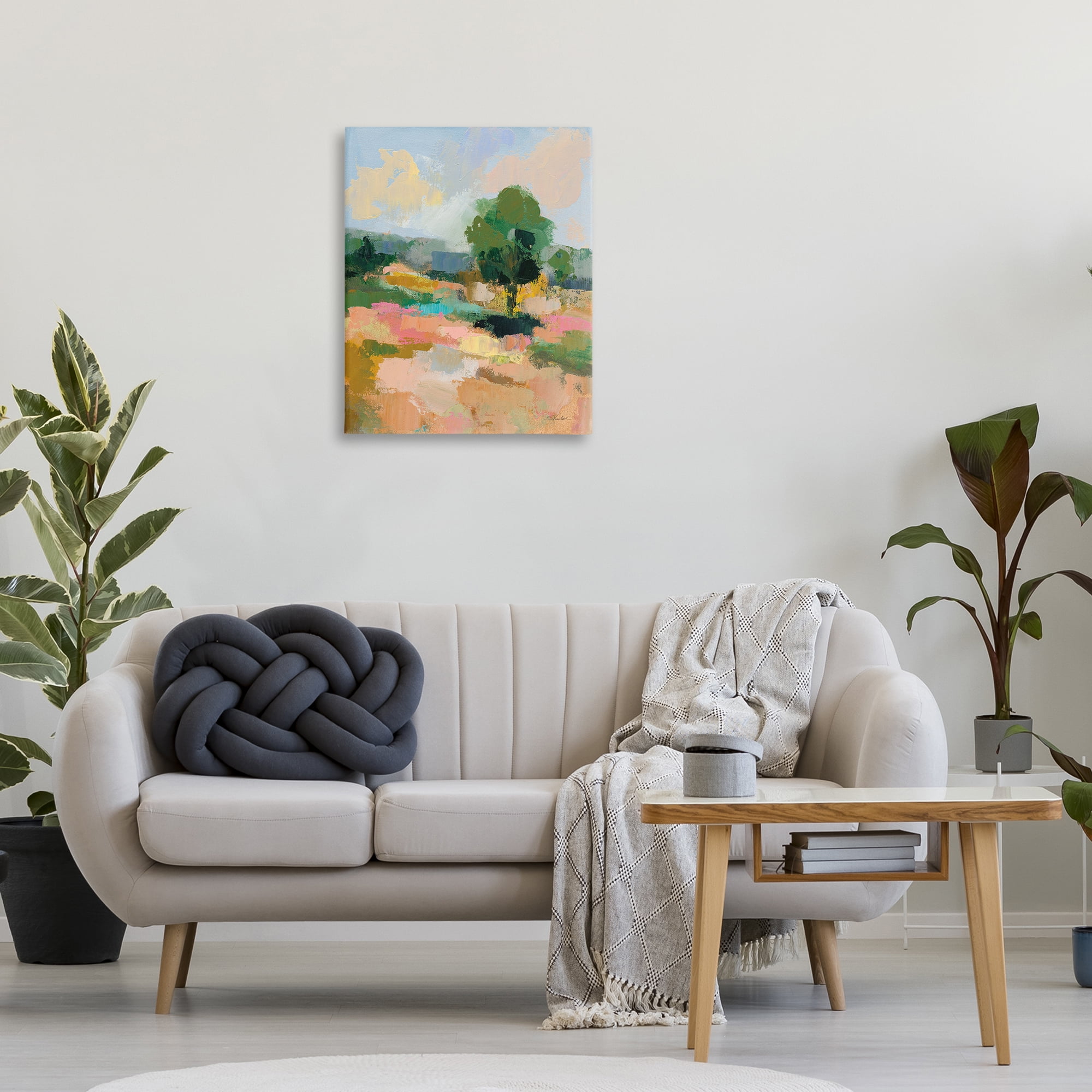 Stupell Industries Lone Tree Abstraction Landscape Painting Gallery Wrapped Canvas Art Print Wall Art, 24 x 30